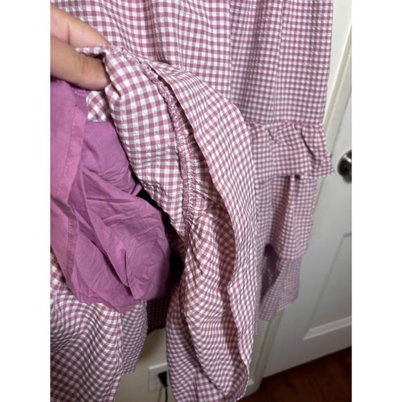 Little Sunny Bite Dress Women's Size Small Pink Purple Gingham Midi NWT Ruffle - Picture 5 of 7